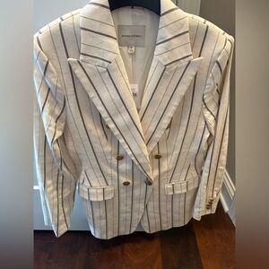 Banana Republic Cream Blazer with Olive Brown Pinstripes